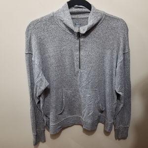 Aerie 1/4 Zip Lightweight Soft Gray Mock Turtleneck Long Sleeve Shirt Size Small